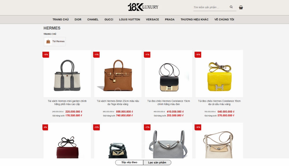 Tại 18K LUXURY VN, khách hàng có cơ hội trực tiếp trải nghiệm các mẫu túi Hermes chính hãng với nhiều gam màu nổi bật