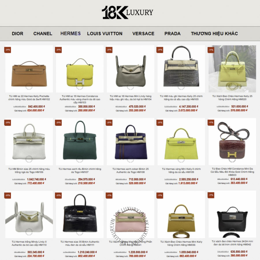 18K LUXURY VN là đơn vị chuyên cung cấp các mẫu túi Hermes chính hãng