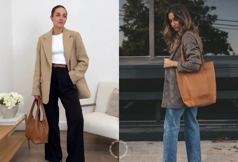 Phối túi Tote với blazer sang và hiện đại