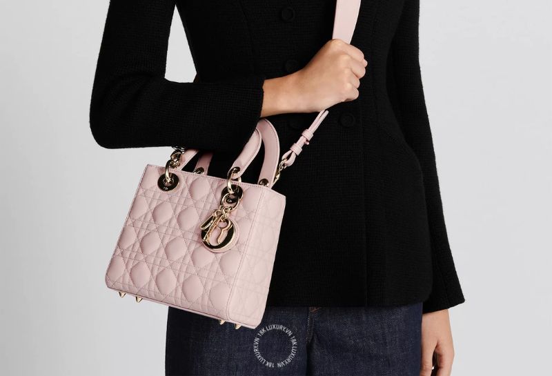 mau tui xach thoi trang moi nhat Mẫu túi Small Lady Dior My ABCDior Cannage Lambskin Powder Pink