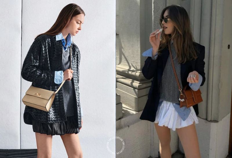 Phối túi đeo chéo nữ với chân váy trẻ trung