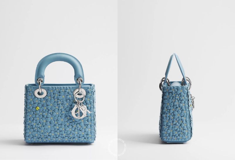 Mẫu túi Mini Lady Dior Bleu Myosotis Dior Myosotis Allover Embroidered Lambskin