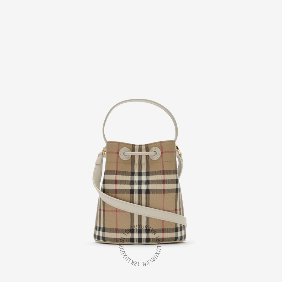 tui rut Mini Check Bucket Bag soap beige (5) tui rut Mini Check Bucket Bag soap beige (5)