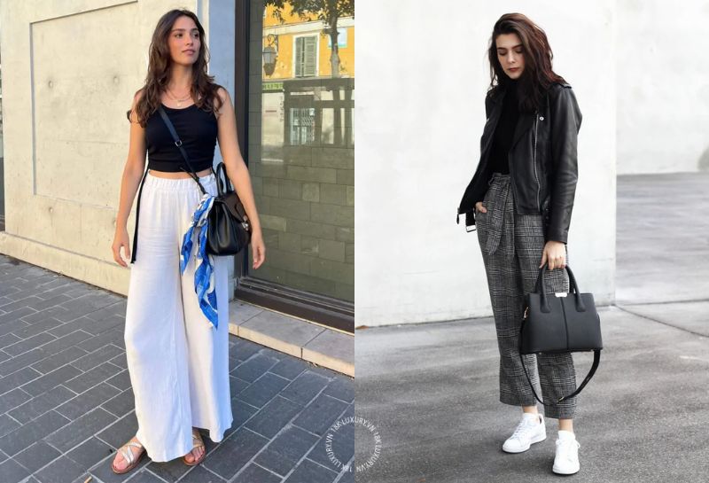 Phối túi xách màu đen khi đi chơi, dạo phố