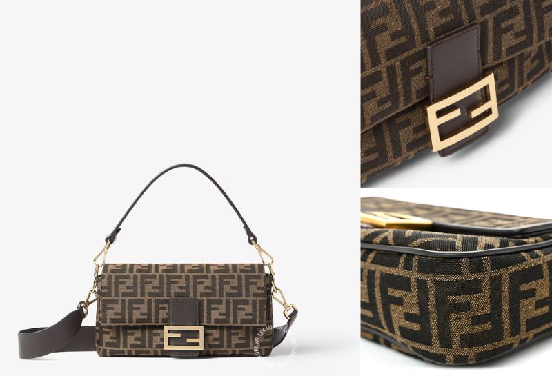 Mẫu túi Fendi Baguette Tobacco Brown FF Jacquard