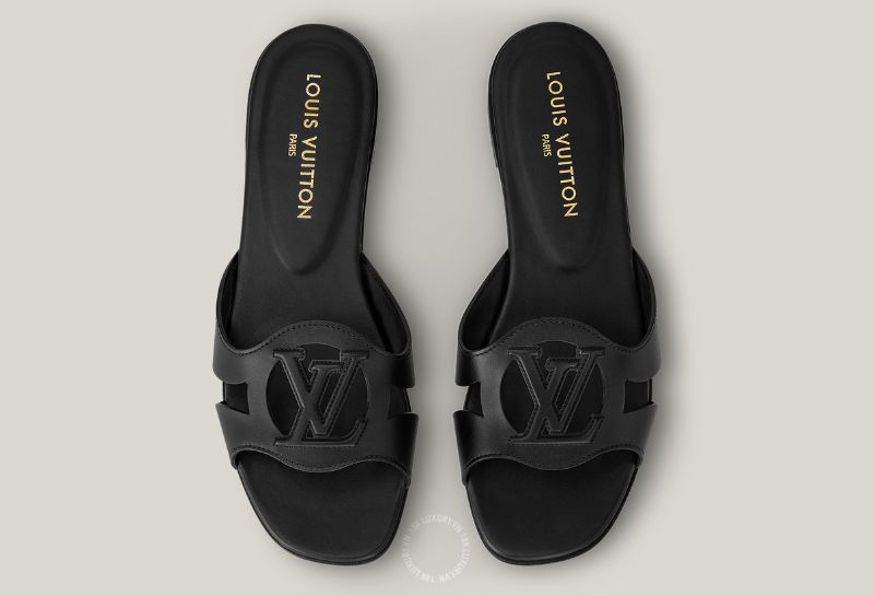 dep hang hieu dat nhat the gioi Mẫu dép Louis Vuitton LV Isola Flat Mule Shiny Crocodile