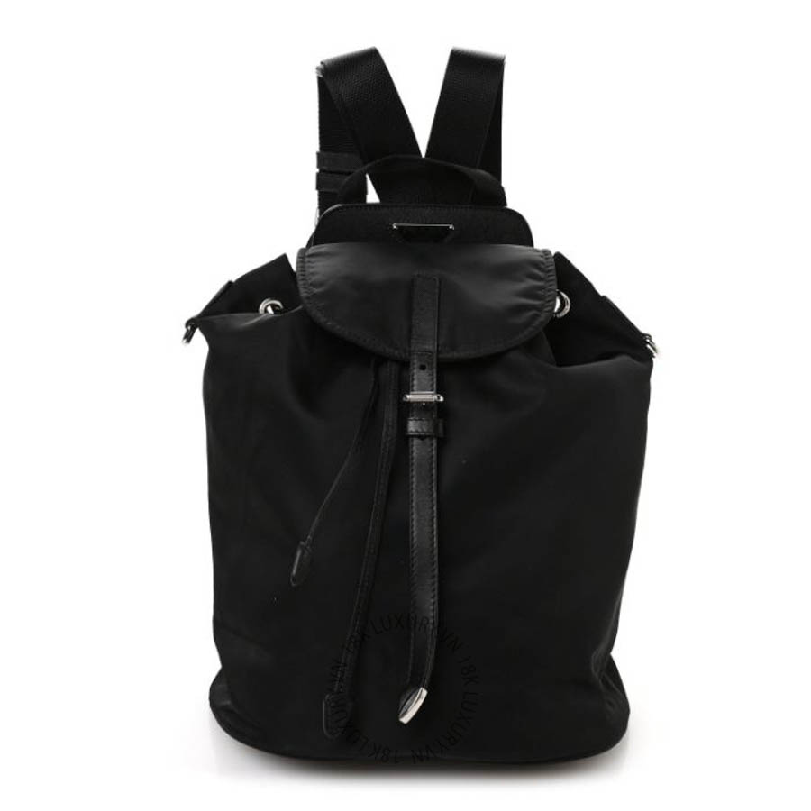 Balo Prada Nylon Vela Saffiano Small Cinch Backpack Black FPTP178