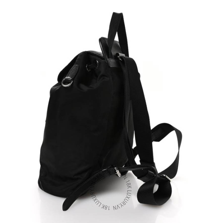 Balo Prada Nylon Vela Saffiano Small Cinch Backpack Black FPTP178