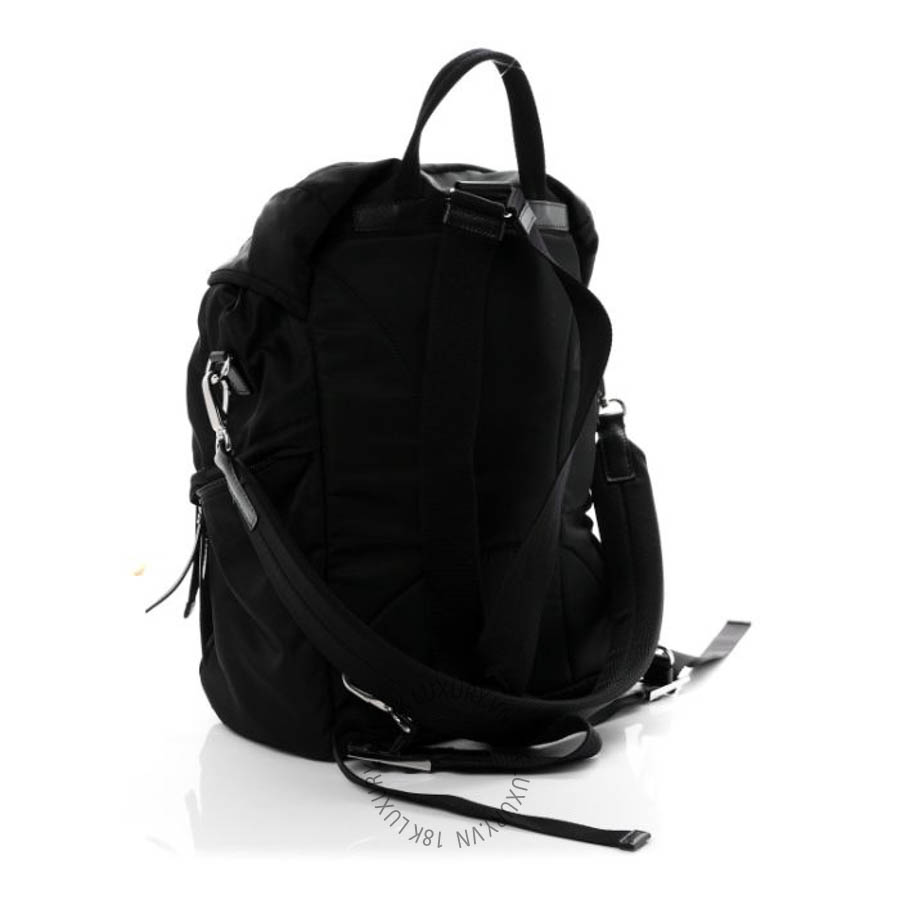 Balo Prada Re-Nylon Saffiano Logo Double Buckle Backpack Black FPTP446
