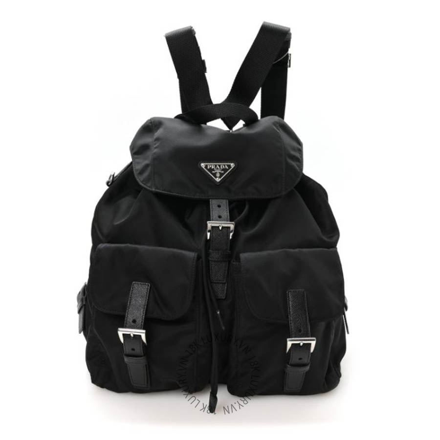 Balo Prada Re-Nylon Vela Saffiano Medium Backpack Black FPTP542