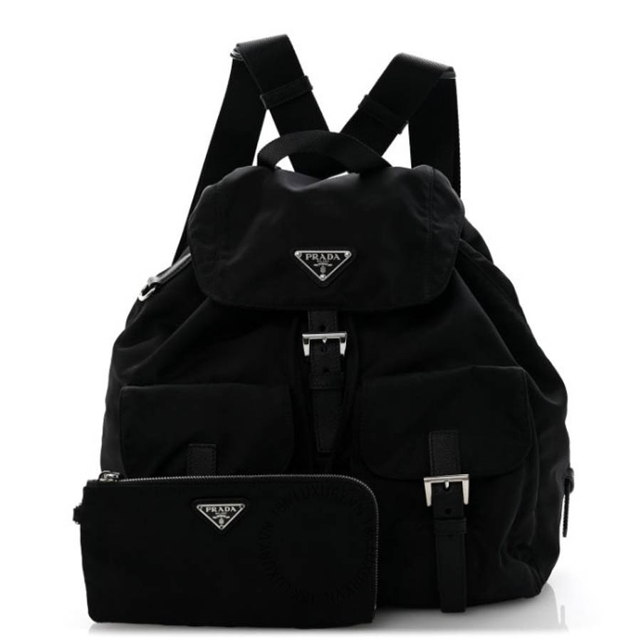 Balo Prada Tessuto Nylon Saffiano Medium Backpack Black FPTP436