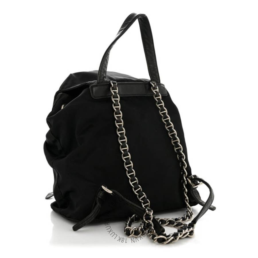 Balo Prada Tessuto Nylon Vela Chain Backpack Black FPTP172