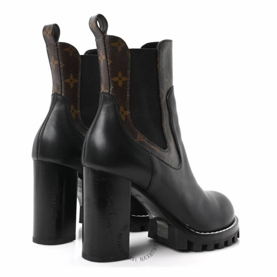 Boots cao gót Louis Vuitton Calfskin Monogram Star Trail Chelsea Ankle Boots Black FPGL108 14 Boots cao gót Louis Vuitton Calfskin Monogram Star Trail Chelsea Ankle Boots Black FPGL108