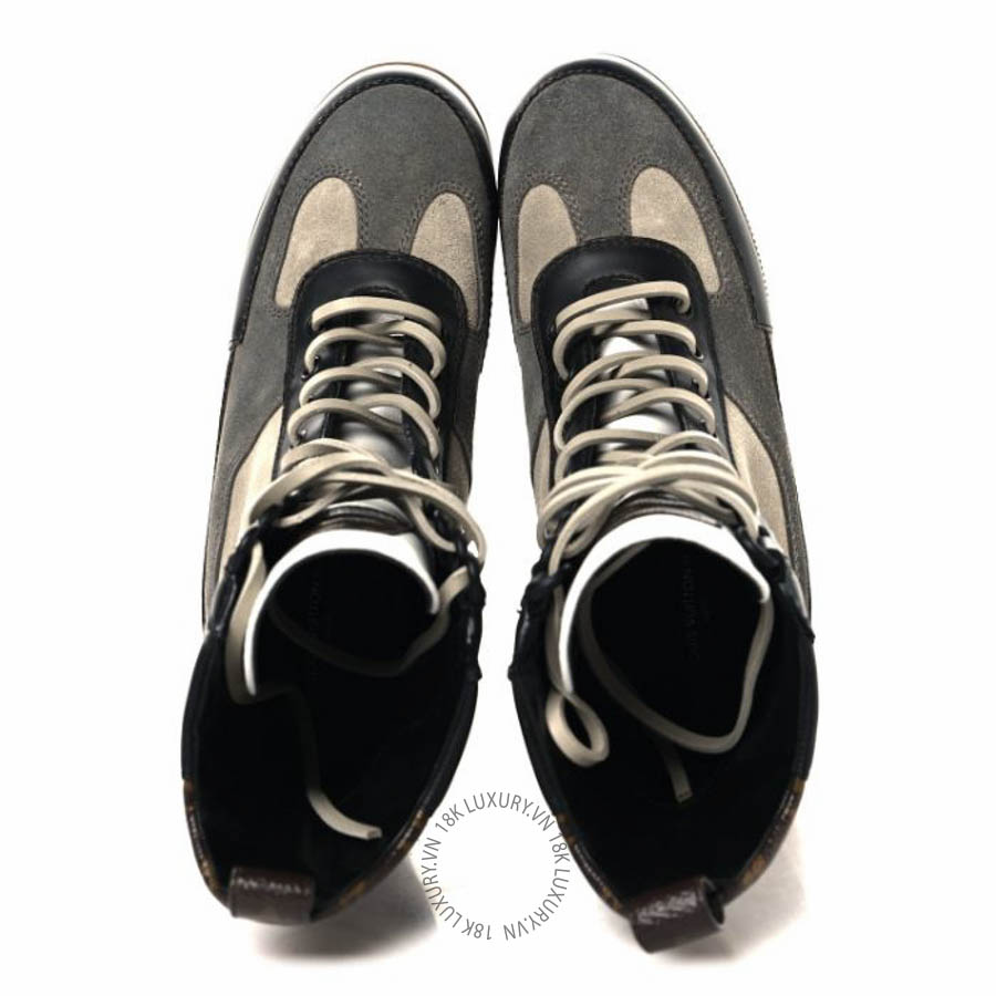 Boots Louis Vuitton Suede Calfskin Monogram Laureate Platform Desert Boots Black FPGL137
