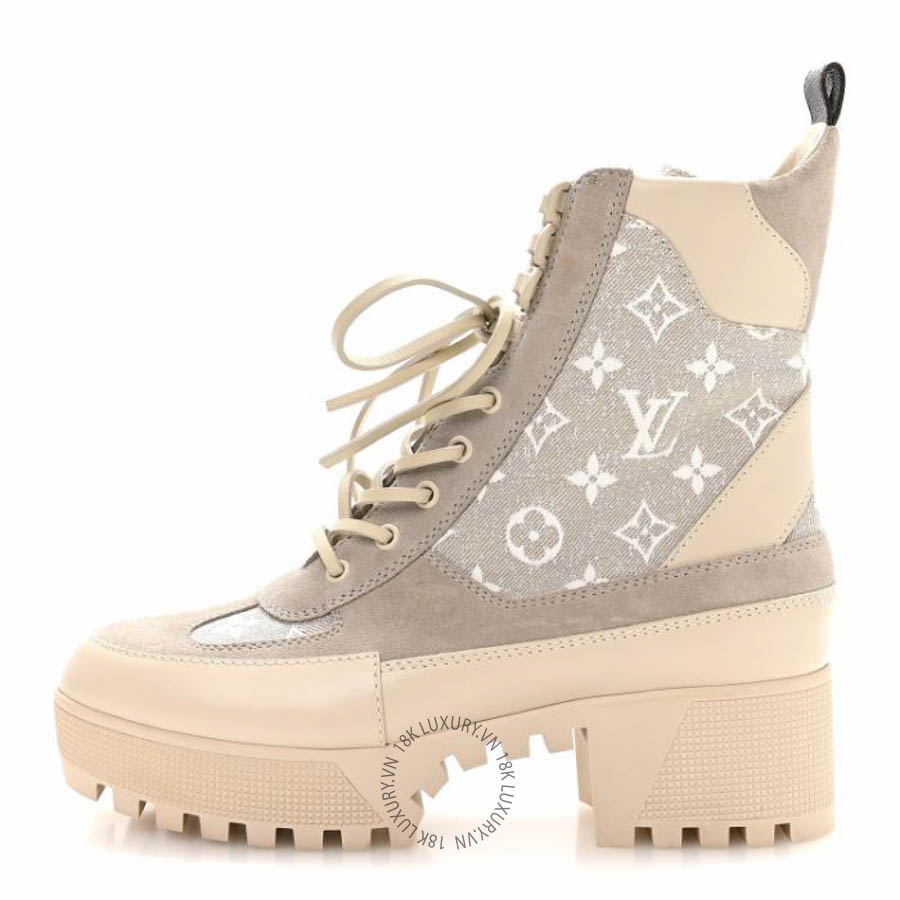 Boots Louis Vuitton Suede Calfskin Monogram Laureate Platform Desert Boots Black FPGL160