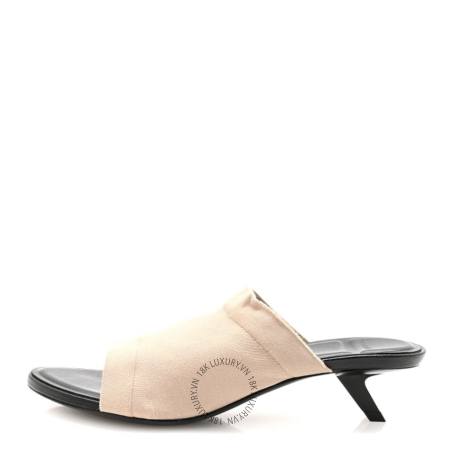 Dép Cao Gót Nữ Balenciaga Stretch Knit Mule Sandal Beige SDB001