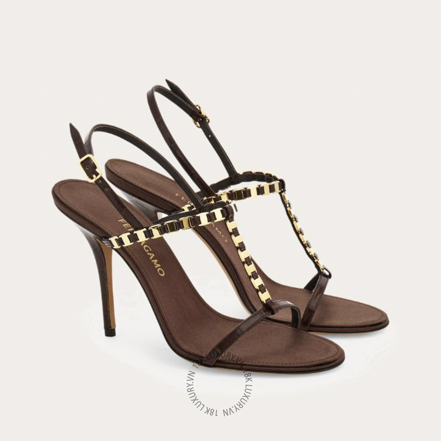 Dép cao gót Salvatore Vara chain T-strap sandal 01L924795303 DSV084