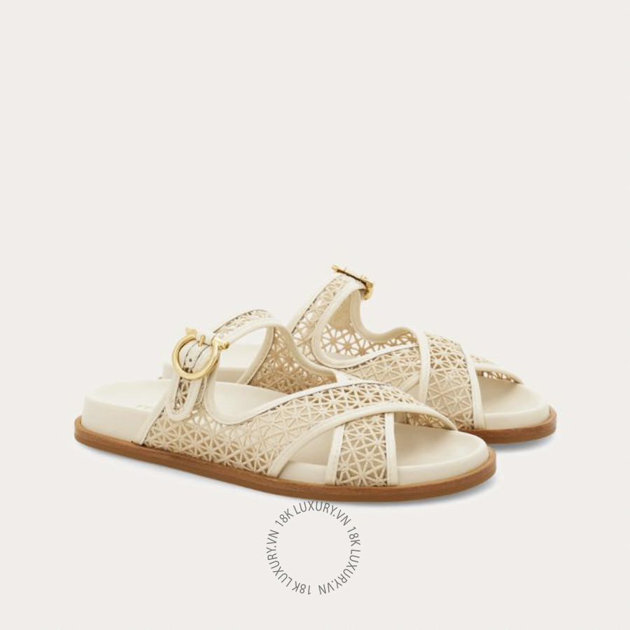 Dép quai chéo Salvatore Gancini buckle crossover slide 01L772793717 DSV049