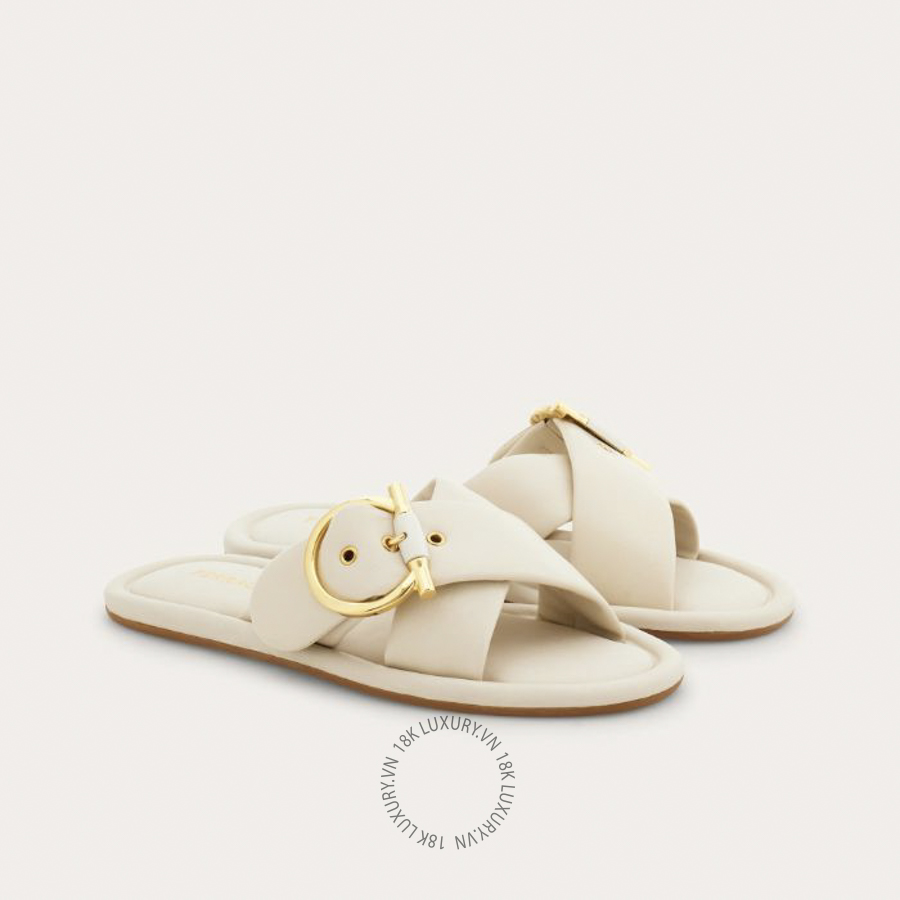 Dép quai chéo Salvatore Gancini ornament slide trắng ngà 01L685793712 DSV033
