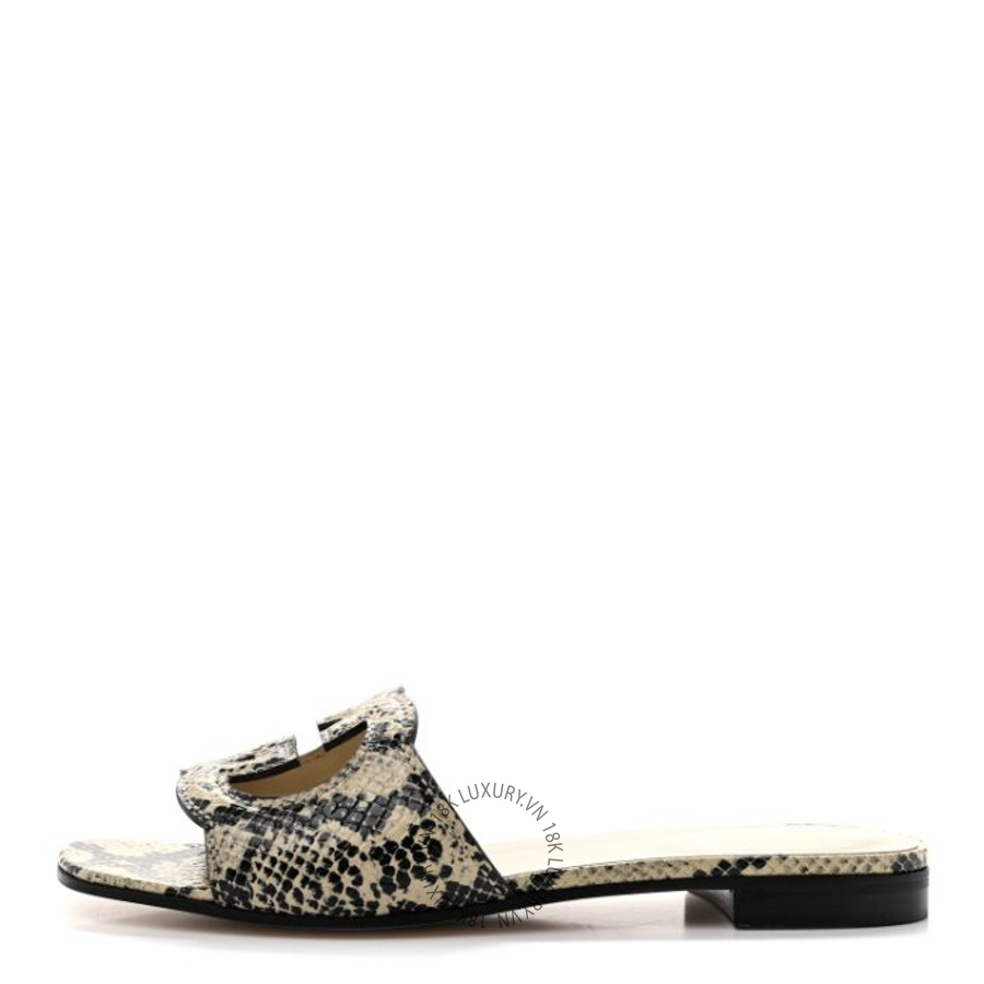 Dép quai ngang Gucci Calfskin Python Print Interlocking G Cut Out Slide Sandals Beige Avana TQT041