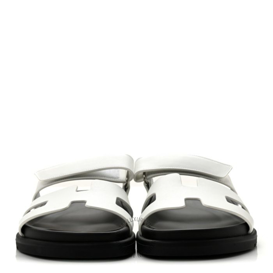 Dép quai ngang Hermes Calfskin Chypre Sandals White FGH098 12 Dép quai ngang Hermes Calfskin Chypre Sandals White FGH098