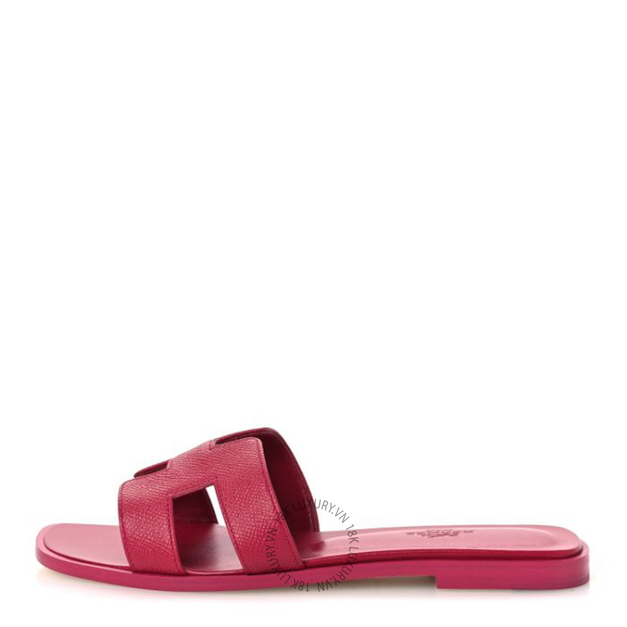 Dép quai ngang Hermes Epsom Oran Sandals Rose Magenta FGH073