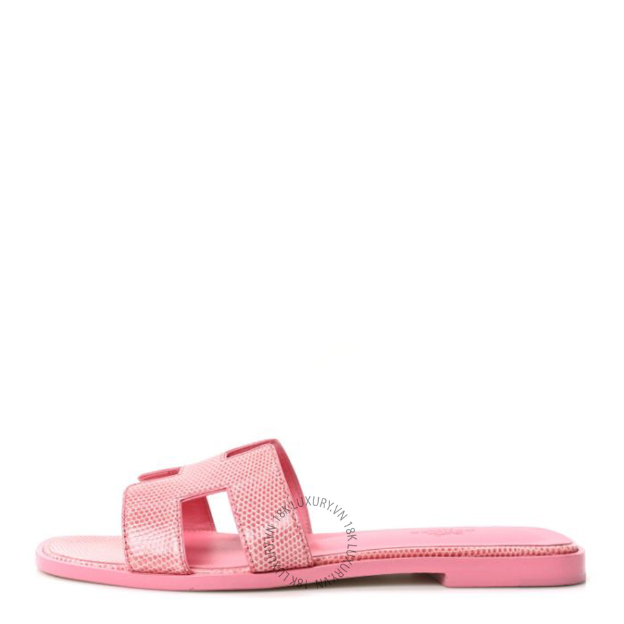 Dép quai ngang Hermes Lizard Oran Sandals Pavot FGH064