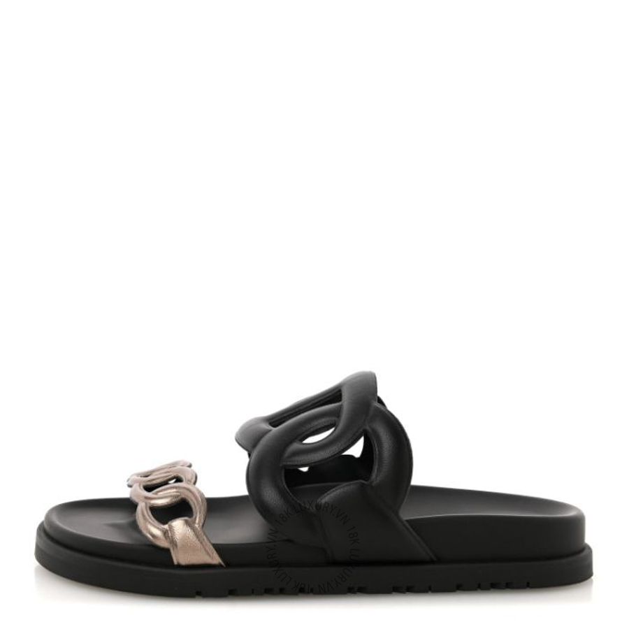 Dép quai ngang Hermes Nappa Extra Sandals Black Mordore FGH170