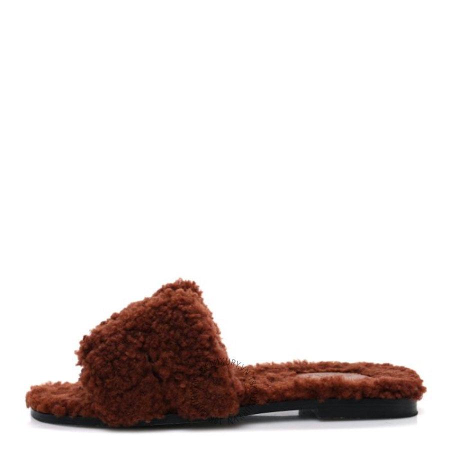 Dép quai ngang Hermes Woolskin Oran Sandals Cognac FGH267