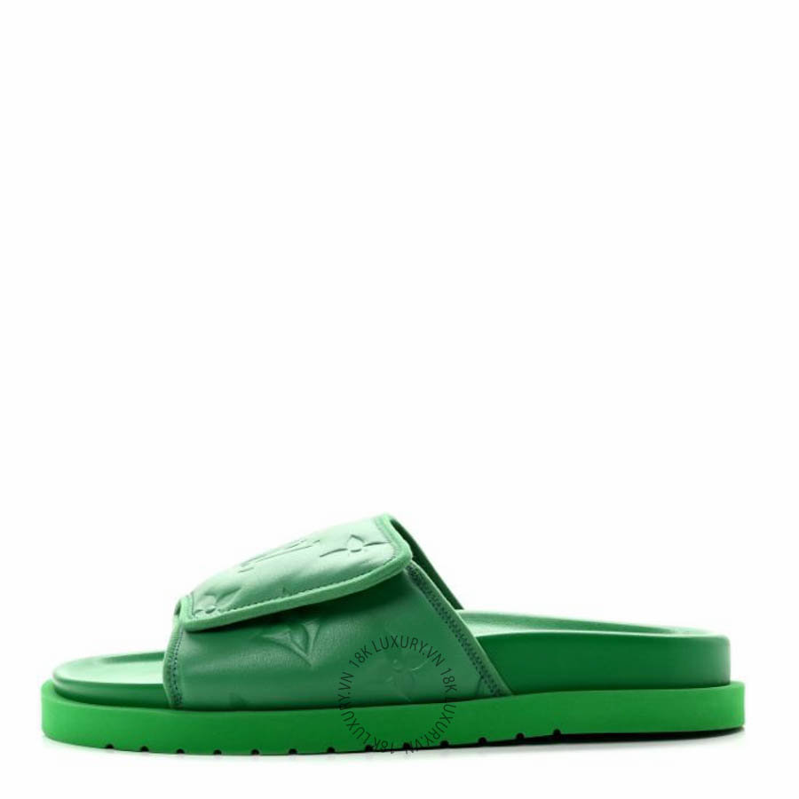 Dép quai ngang Louis Vuitton Embossed Monogram Pool Pillow Comfort Mules Green FPGL090