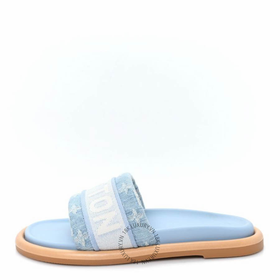 Dép quai ngang Louis Vuitton Monogram Denim LV Bliss Womens Comfort Mules Turquoise FPGL101