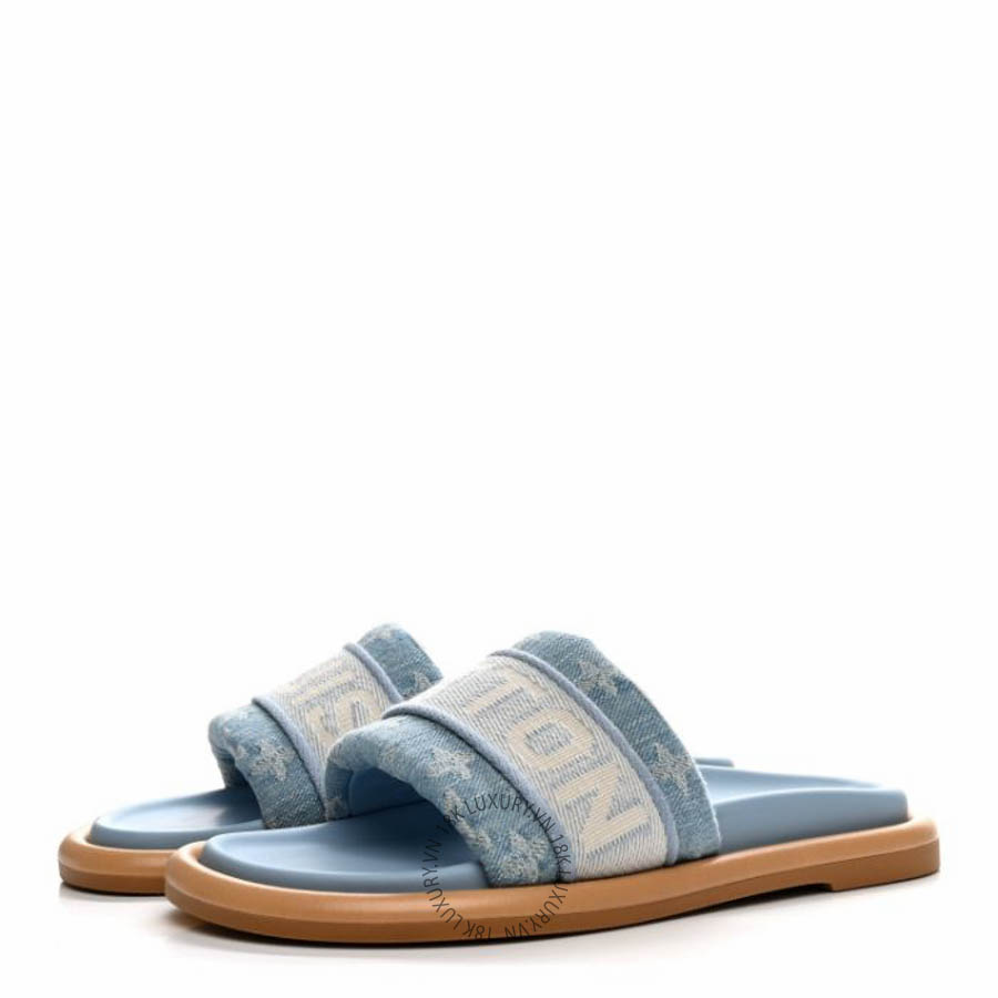 Dép quai ngang Louis Vuitton Monogram Denim LV Bliss Womens Comfort Mules Turquoise FPGL156 11 Dép quai ngang Louis Vuitton Monogram Denim LV Bliss Womens Comfort Mules Turquoise FPGL156