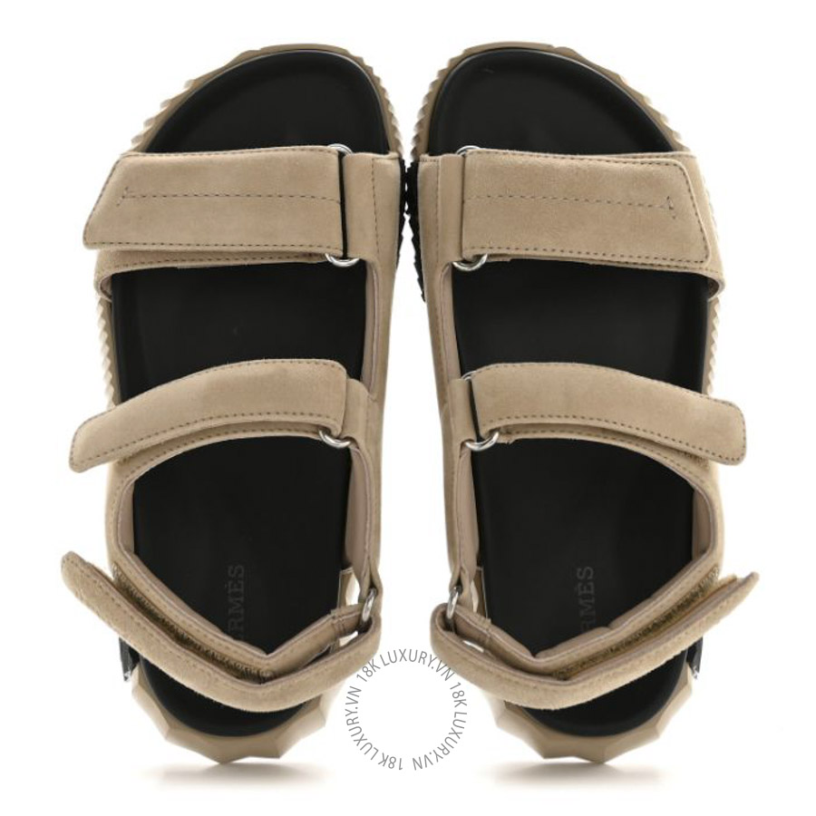 Dép sandal Hermes Suede Goatskin Junior Sandals Beige Camel FGH207