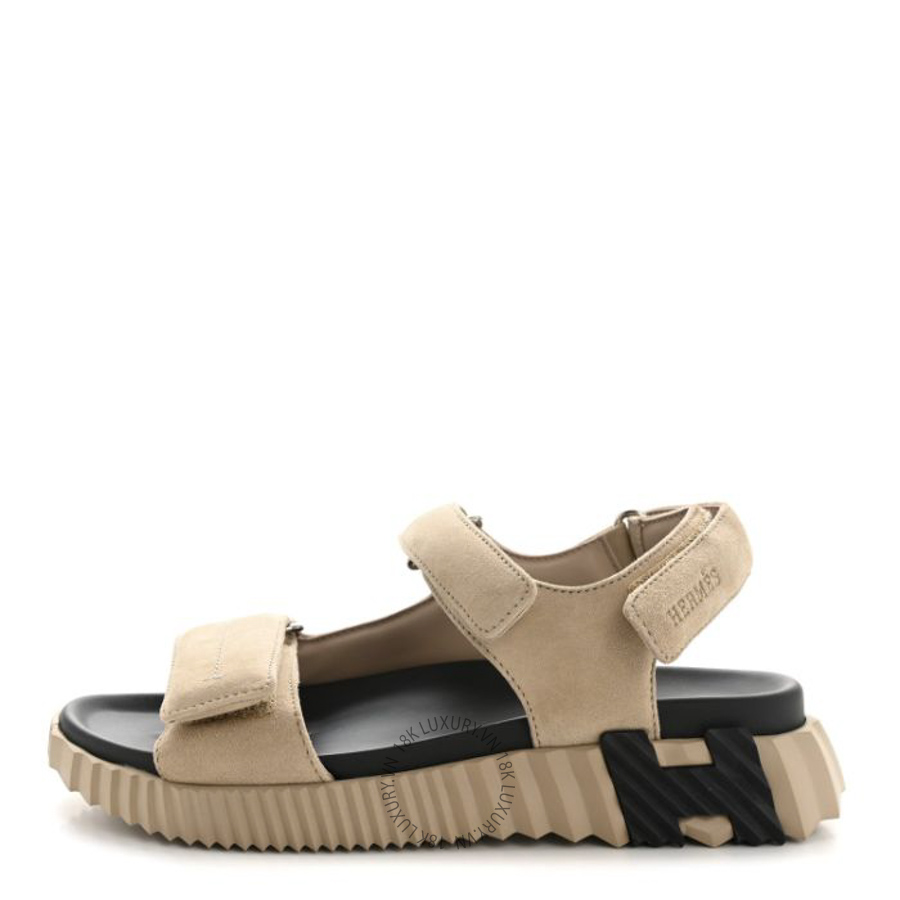 Dép sandal Hermes Suede Goatskin Junior Sandals Beige Camel FGH207