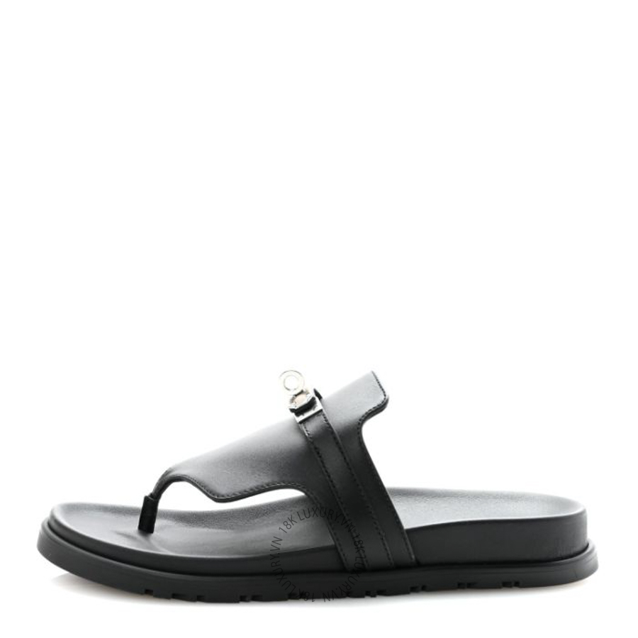 Dép xỏ ngón Hermes Calfskin Empire Sandals Black FGH150