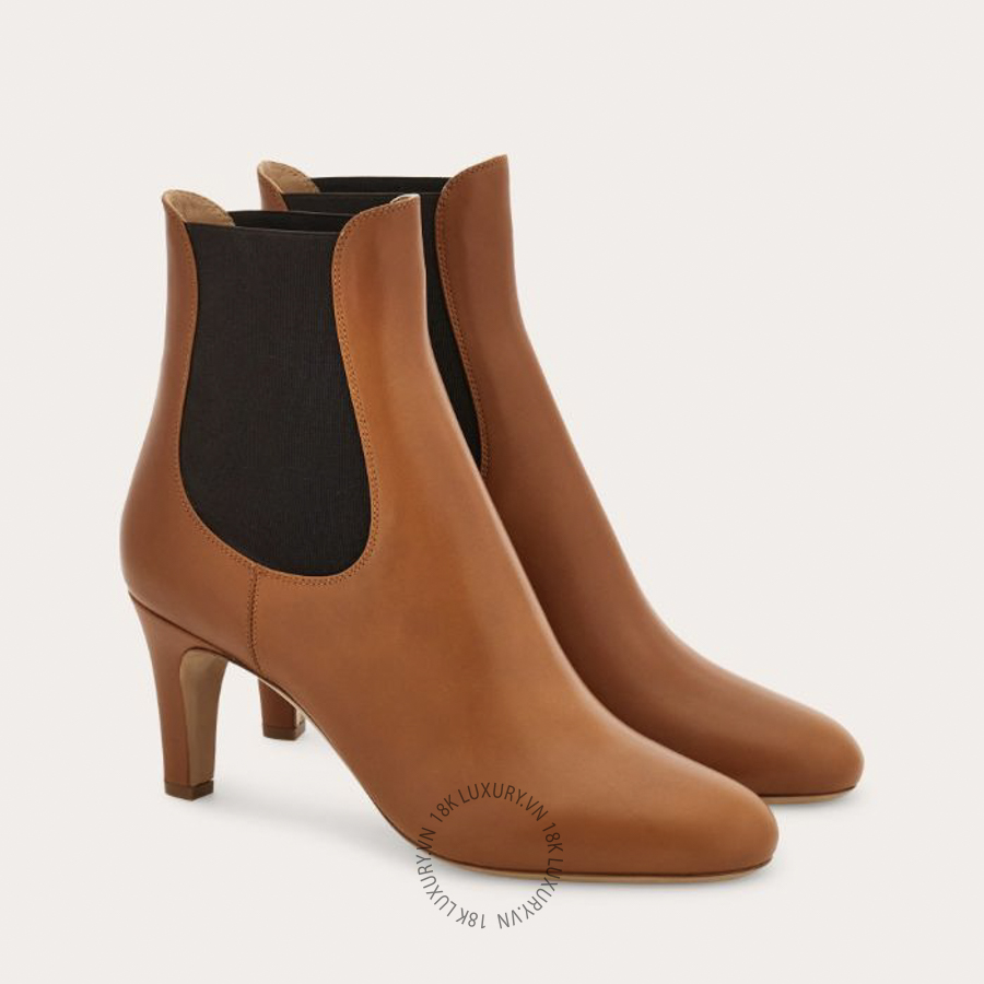 Giày Boot cao gót Salvatore Mid heel Chelsea màu nâu 01L847795003 DSV171