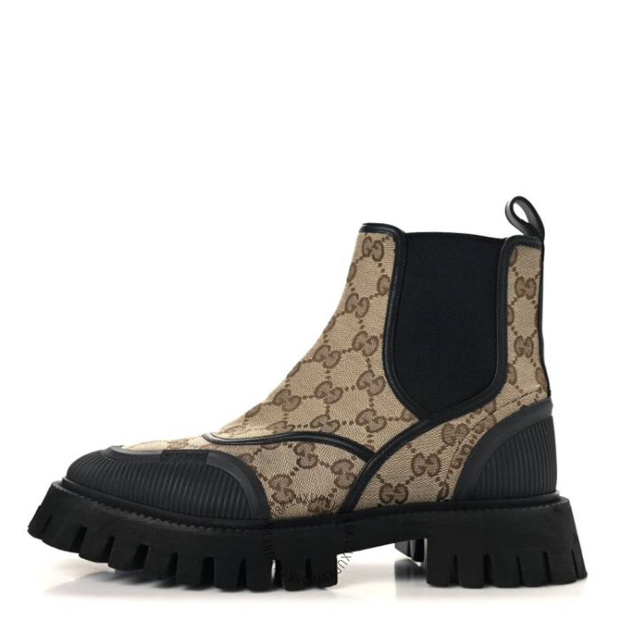 Giày Boot Gucci GG Supreme Monogram Ankle Booties Beige Ebony Black TQT083