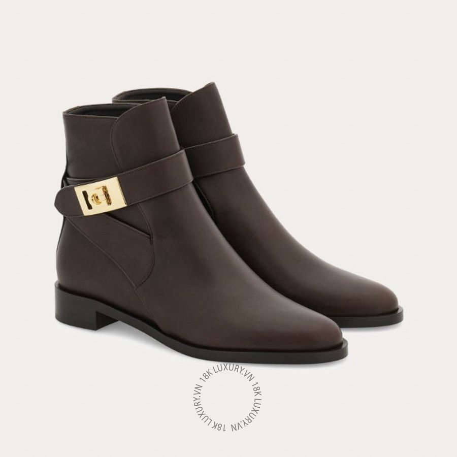 Giày Boot Salvatore Hug buckle ankle màu nâu da bê 01K224797487 DSV168