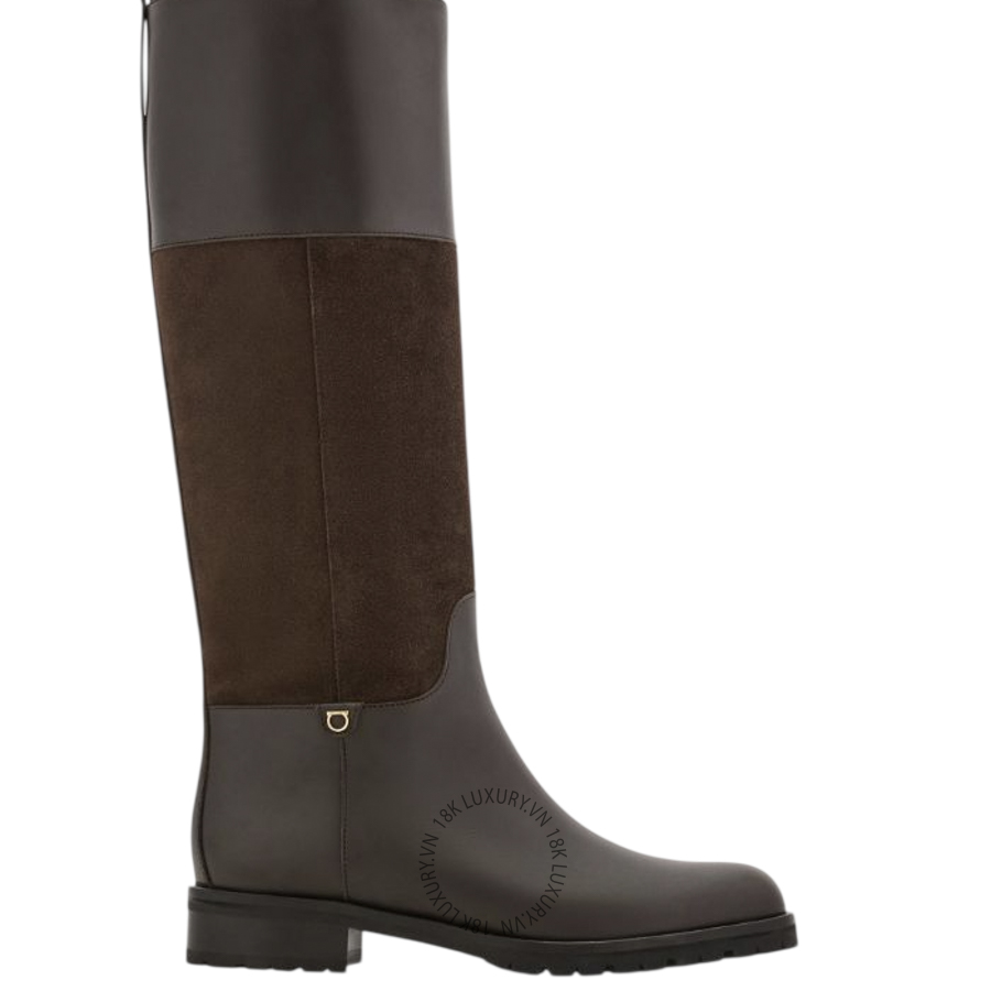 Giày Boot Salvatore Knee high Gancini ornament màu nâu 01M294798142 DSV190