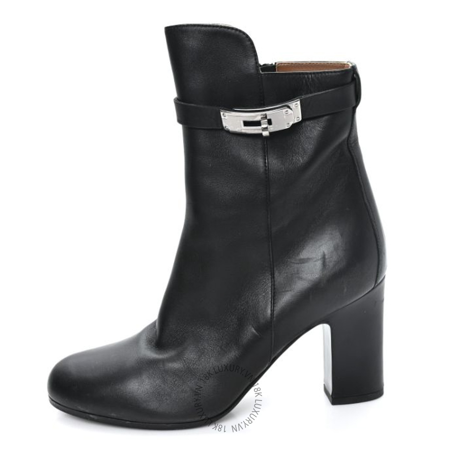 Giày Boots cao gót Hermes Calfskin Saint Germain Ankle Boots Black FGH193