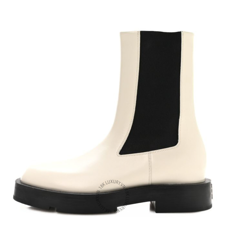 Giày Boots Givenchy Calfskin Square Chelsea Boots White Black GVG10