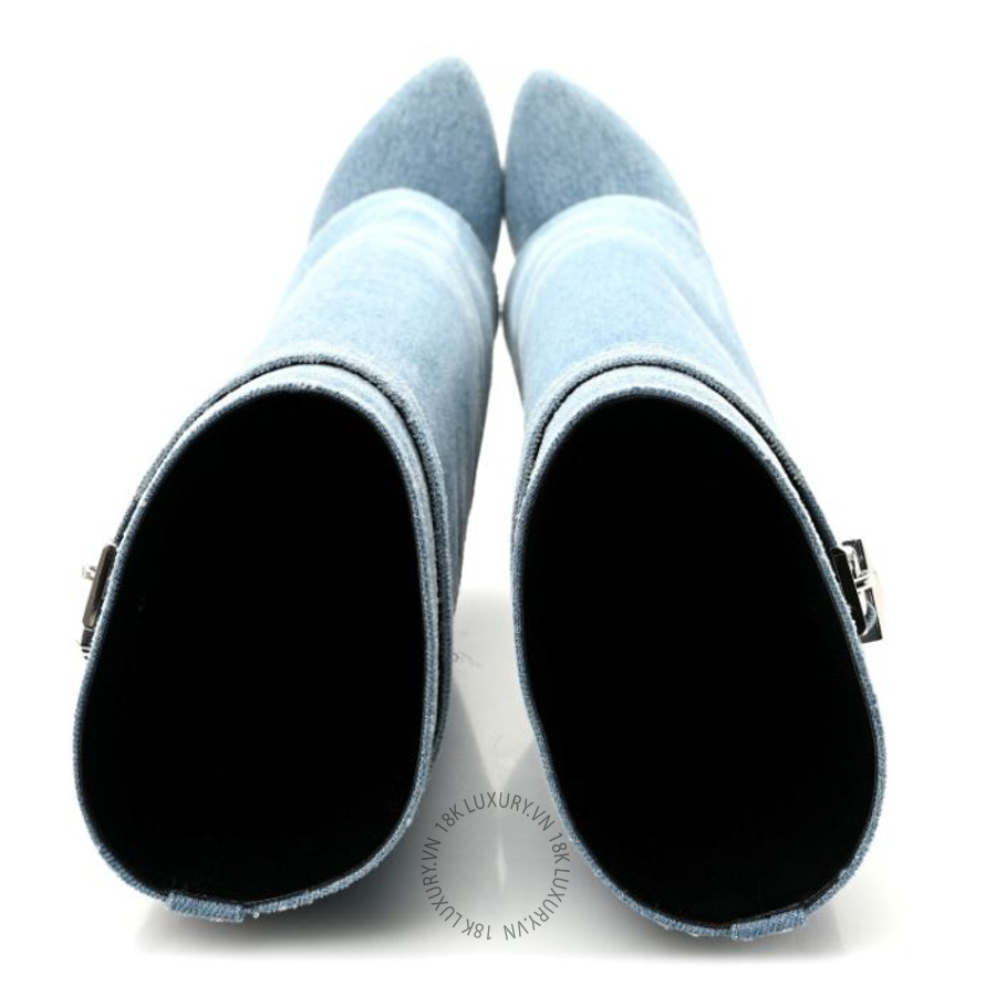 Giày Boots Givenchy Washed Denim Shark Lock Pant Boots Blue GVG12