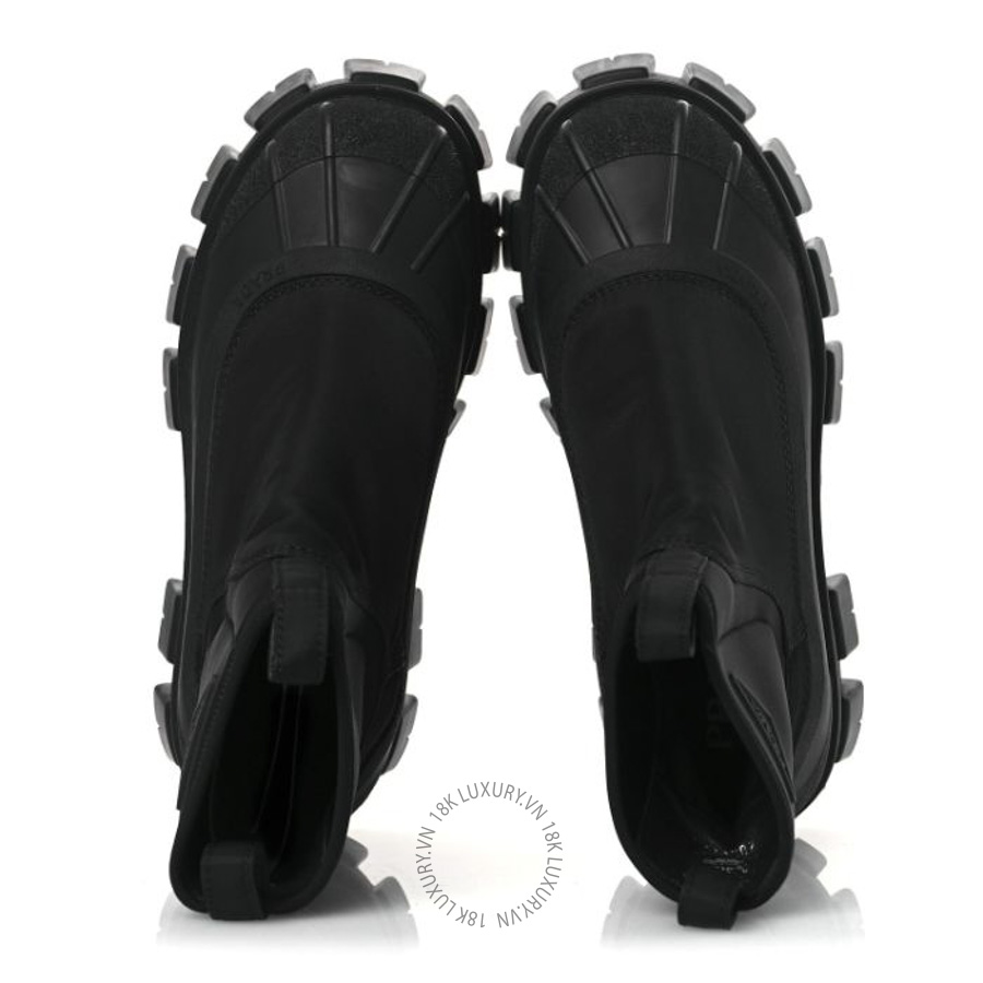 Giày Boots Prada Re-Nylon Gabardine Rubber Triangle Logo Womens Monolith Ankle Boots Black PRG27