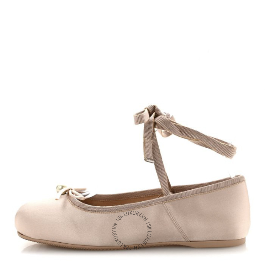 Giày Búp Bê Christian Dior Satin Grosgrain D-Joy Ballet Flats Beige Rose BKJ068