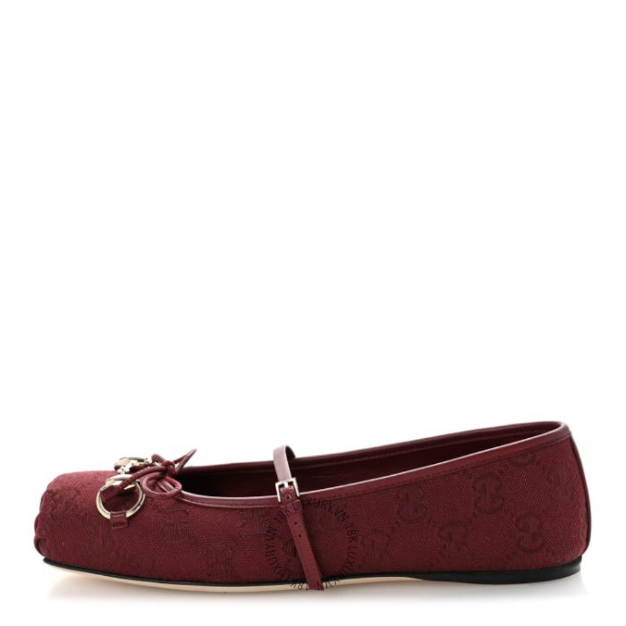 Giày búp bê Gucci GG Monogram Horsebit Ballet Flats Rosso Ancora TQT248