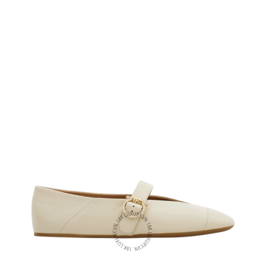 Giày búp bê Salvatore Gancini buckle ballet flat mascarpone 01K142782564 DSV141