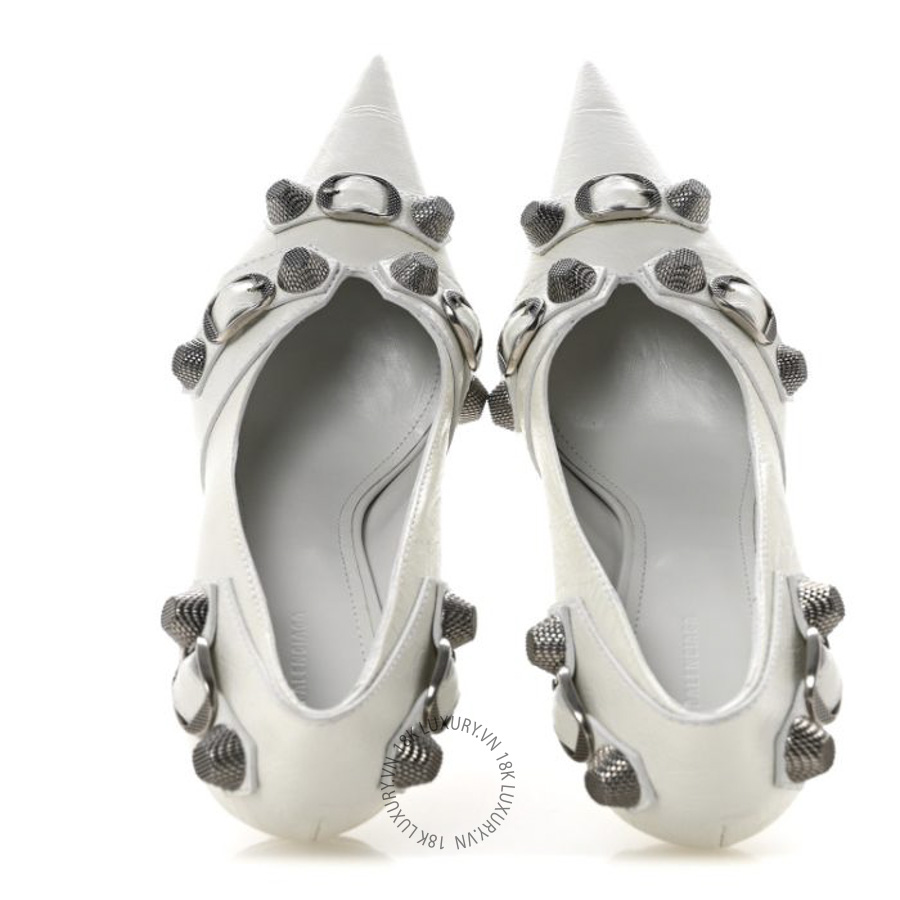 Giày Cao Gót Balenciaga Agneau Arena Cagole 90mm Pumps White SDB008