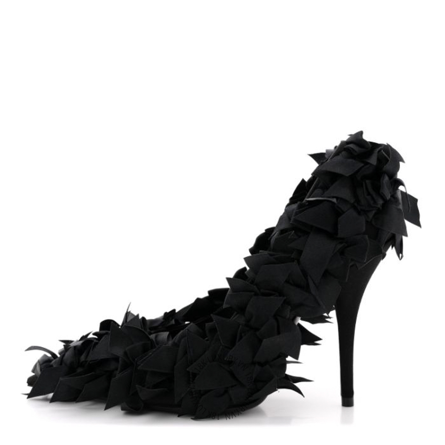 Giày Cao Gót Balenciaga Satin Pointed Marie A Bows All Over 110mm Pumps Black SDB011
