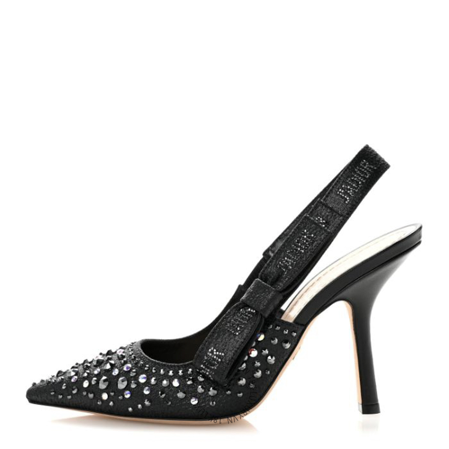 Giày cao gót Christian Dior Fabric Strass J'Adior Slingback 100mm Pumps Black BKJ030