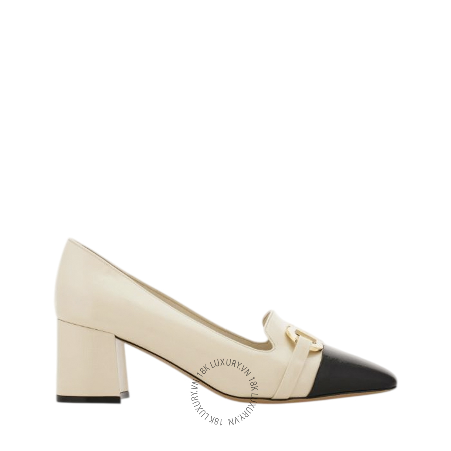 Giày cao gót Salvatore Gancini ornament pump đen trắng da bê bóng 01L955795476 DSV152